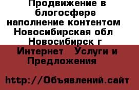 Продвижение в блогосфере, наполнение контентом - Новосибирская обл., Новосибирск г. Интернет » Услуги и Предложения   